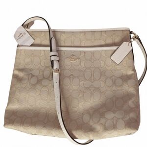 Coach Signature Jacquard Light Khaki & Chalk File Crossbody Bag - NWT!